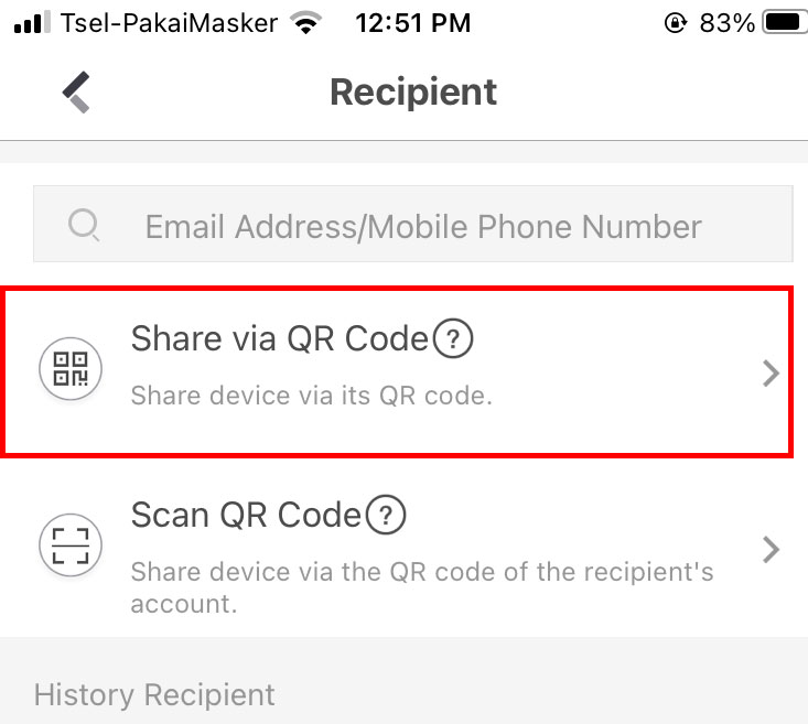 Hik-Connect share via qr code