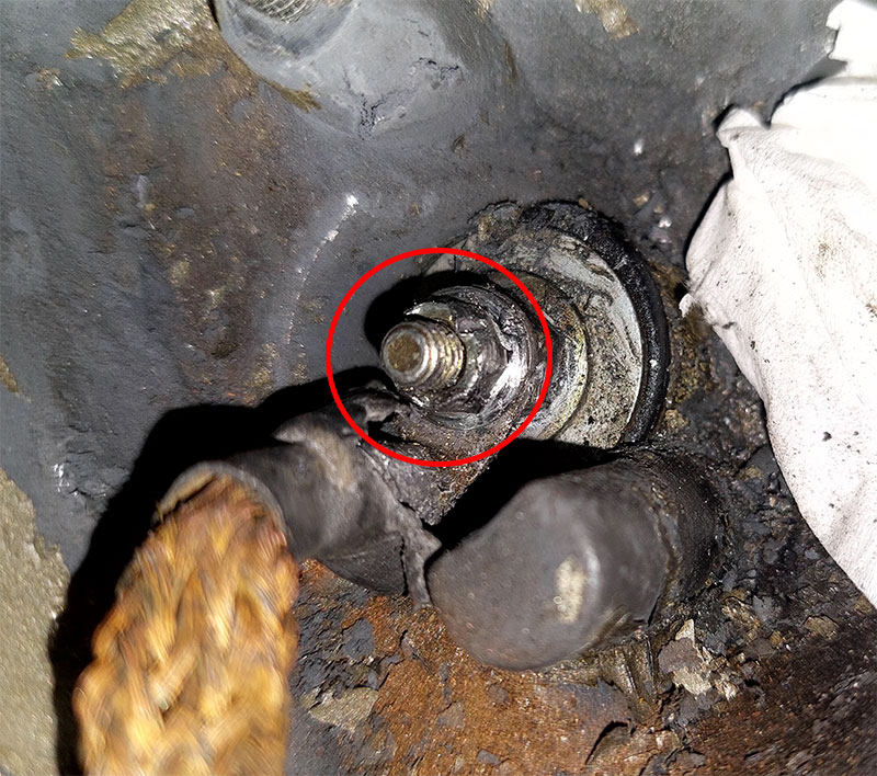 Please help..Stuck ground strap nut on valve cover stud bolt